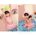 2015 hot sell cute swimsuit pink girl swimsuit with hat